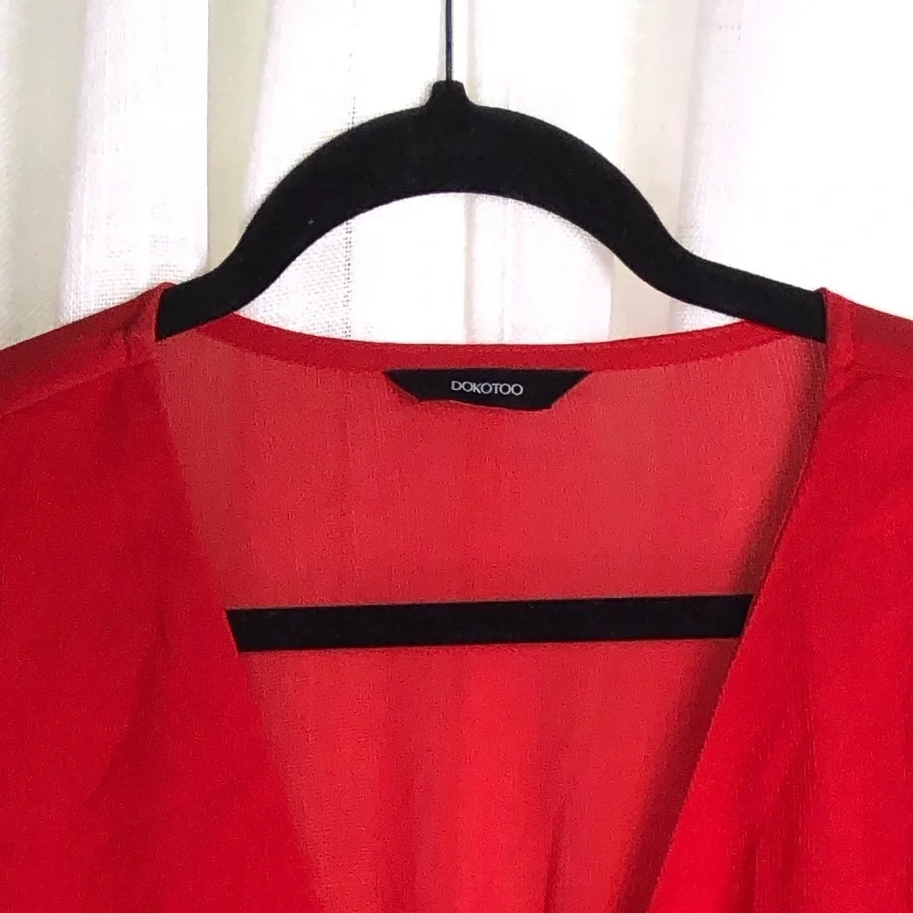 Chic Red Long Sleeve Dress - Picture 9 of 10